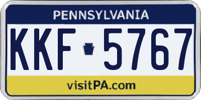 PA license plate KKF5767