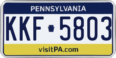 PA license plate KKF5803