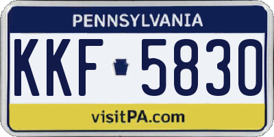 PA license plate KKF5830