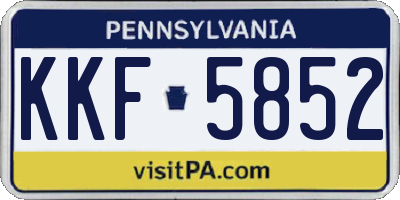 PA license plate KKF5852
