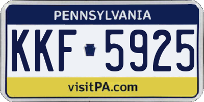 PA license plate KKF5925