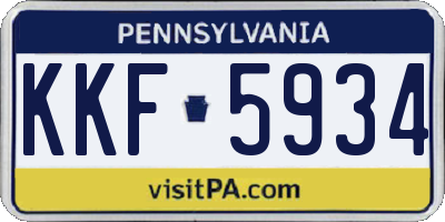 PA license plate KKF5934