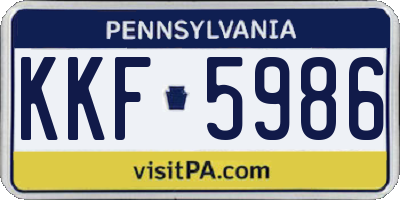 PA license plate KKF5986