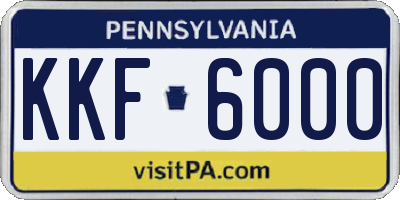 PA license plate KKF6000