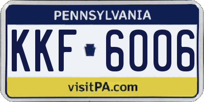 PA license plate KKF6006