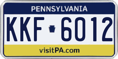 PA license plate KKF6012