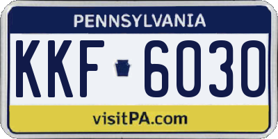 PA license plate KKF6030