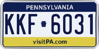 PA license plate KKF6031