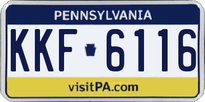 PA license plate KKF6116