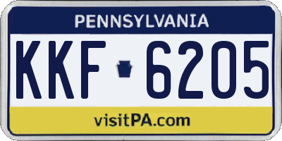 PA license plate KKF6205