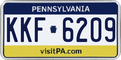 PA license plate KKF6209