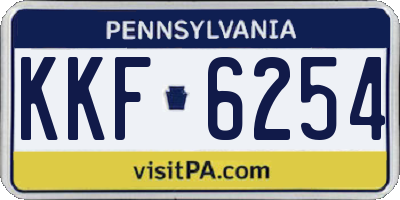 PA license plate KKF6254