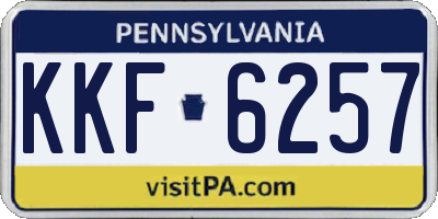 PA license plate KKF6257
