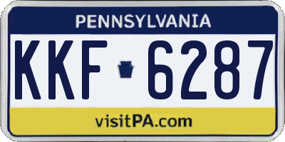 PA license plate KKF6287