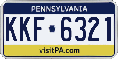PA license plate KKF6321