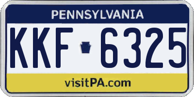 PA license plate KKF6325