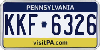 PA license plate KKF6326