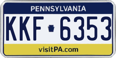 PA license plate KKF6353