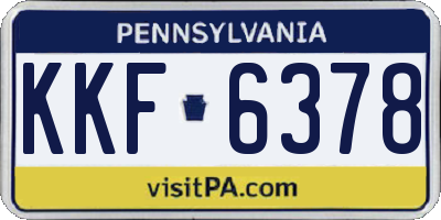 PA license plate KKF6378
