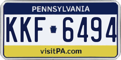 PA license plate KKF6494