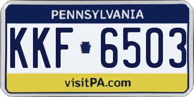 PA license plate KKF6503
