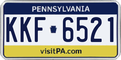 PA license plate KKF6521