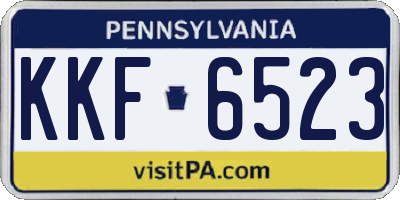 PA license plate KKF6523