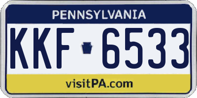 PA license plate KKF6533