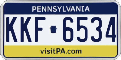 PA license plate KKF6534