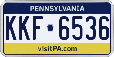 PA license plate KKF6536