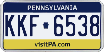 PA license plate KKF6538