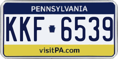 PA license plate KKF6539