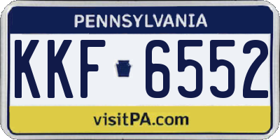 PA license plate KKF6552