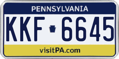 PA license plate KKF6645
