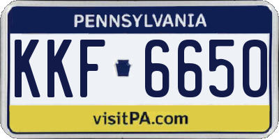 PA license plate KKF6650