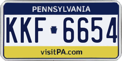 PA license plate KKF6654