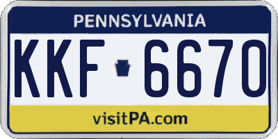 PA license plate KKF6670