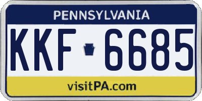 PA license plate KKF6685