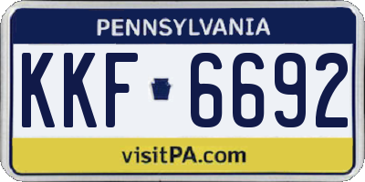 PA license plate KKF6692