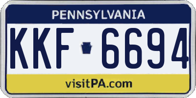 PA license plate KKF6694
