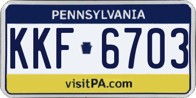 PA license plate KKF6703