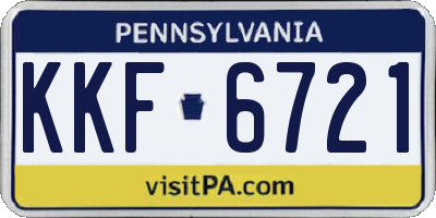 PA license plate KKF6721