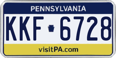 PA license plate KKF6728