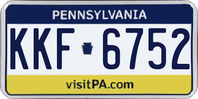 PA license plate KKF6752