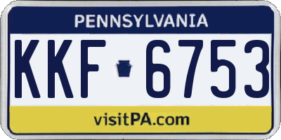 PA license plate KKF6753