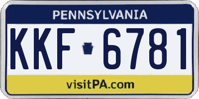 PA license plate KKF6781