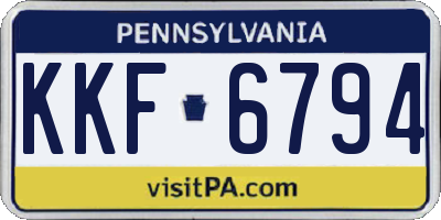 PA license plate KKF6794