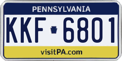 PA license plate KKF6801