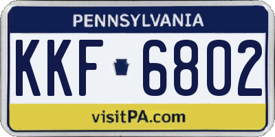 PA license plate KKF6802