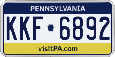 PA license plate KKF6892